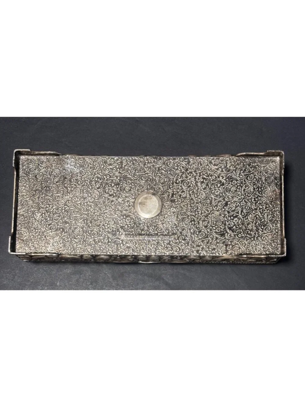 Godinger Silver 1992 Silverplate Jewelry Box Embossed Floral Vintage Decor